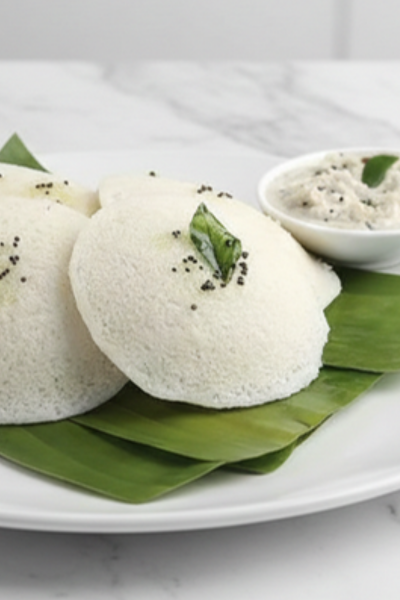 Idli with coconut Chutney
